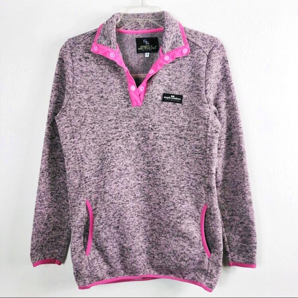 Simply Southern Pink Snap Pullover Sweater